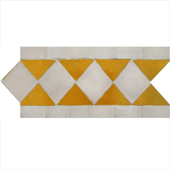 Mosaic House Moroccan tile Dfira MDV 1-8 White Ochre  zellige, mosaic, zellij, border, glaze, simple, traditonal 